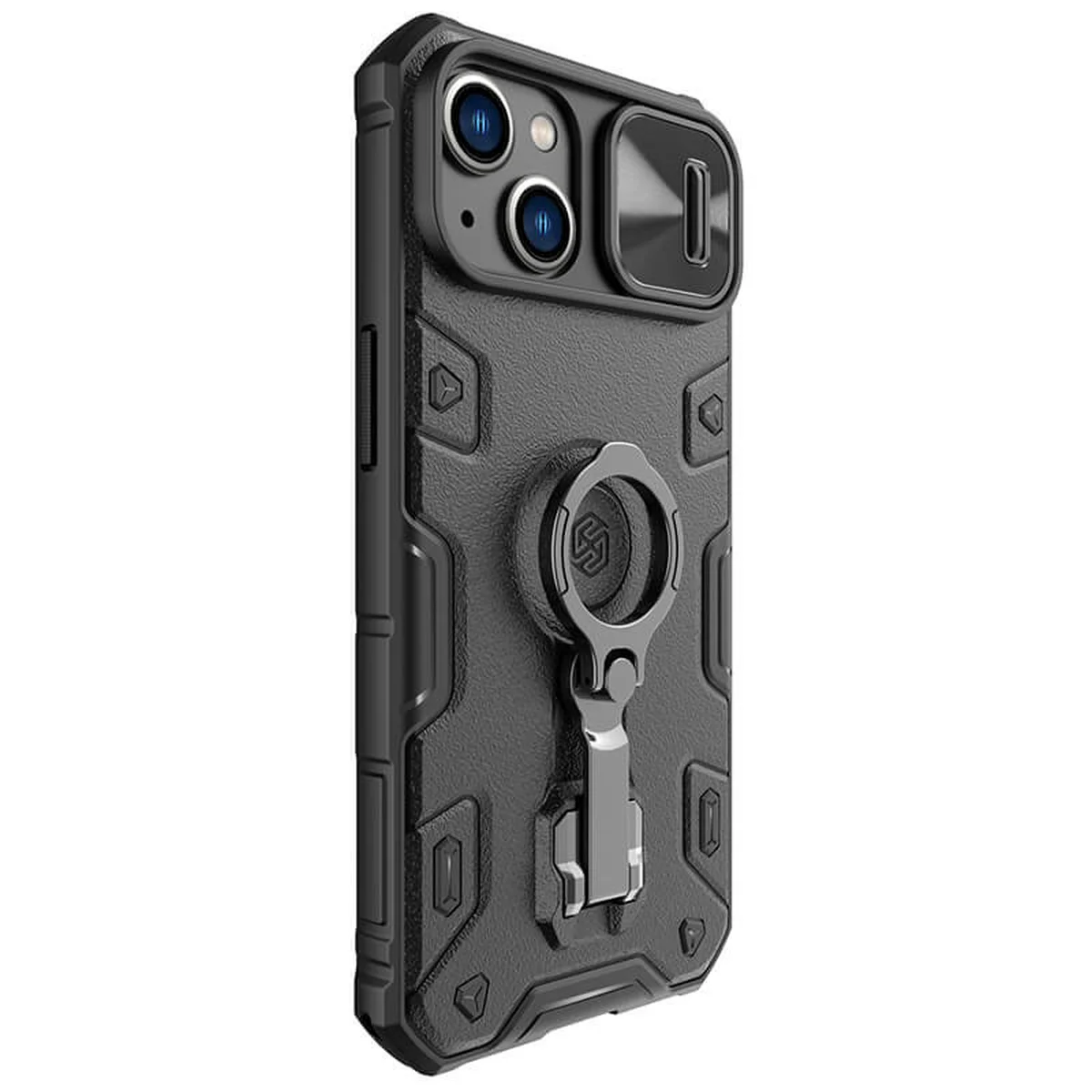 TPU+PC чехол Nillkin CamShield Armor Pro no logo (шторка на камеру) для Apple iPhone 14 (6.1") Черный