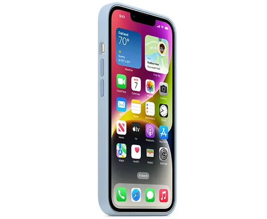 Чехол Silicone case (AAA) full with Magsafe для Apple iPhone 14 (6.1") Голубой / Sky