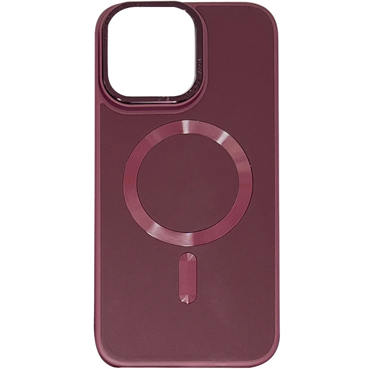 Кожаный чехол Bonbon Leather Metal Style with MagSafe для Apple iPhone 14 (6.1") Бордовый / Plum
