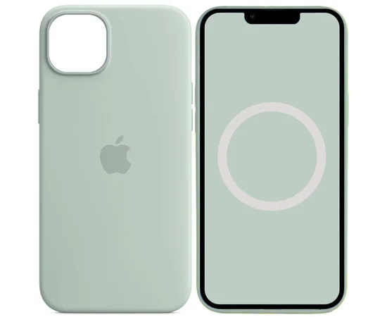 Чохол Silicone case (AAA) full with Magsafe and Animation для Apple iPhone 14 (6.1") Бірюзовий / Succulent