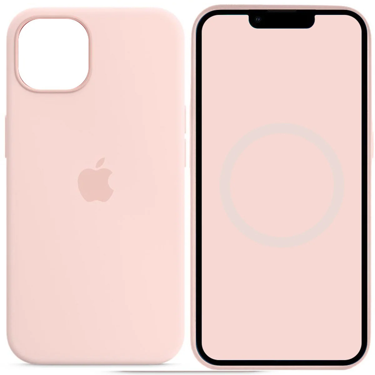 Чохол Silicone case (AAA) full with Magsafe and Animation для Apple iPhone 14 (6.1") Рожевий / Chalk Pink