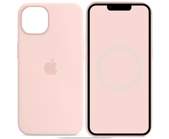 Чехол Silicone case (AAA) full with Magsafe and Animation для Apple iPhone 14 (6.1") Розовый / Chalk Pink