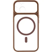 Чохол TPU+PC GETMAN Moon Clear with MagSafe для Apple iPhone 14 (6.1") Brown