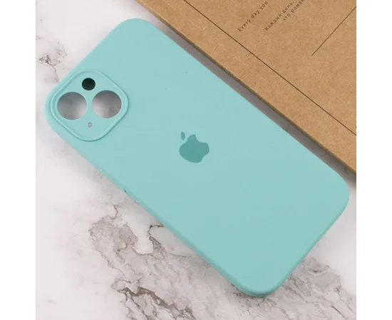 Чехол Silicone Case Full Camera Protective (AA) для Apple iPhone 14 (6.1") Бирюзовый / Marine Green / PVH