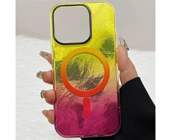 Чехол TPU Shiny Mountain (MagFit) для Apple iPhone 14 / 13 (6.1") Yellow / Pink