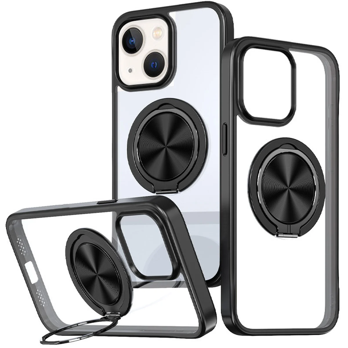 TPU+PC чехол Metal Ring with MagSafe для Apple iPhone 14 / 13 (6.1") Черный