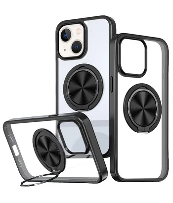 TPU+PC чохол Metal Ring with MagSafe для Apple iPhone 14 / 13 (6.1") Чорний TPU+PC чохол Metal Ring with MagSafe для Apple iPhone 14 / 13 (6.1") Чорний