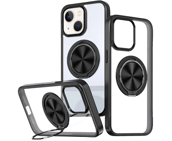 TPU+PC чохол Metal Ring with MagSafe для Apple iPhone 14 / 13 (6.1") Чорний