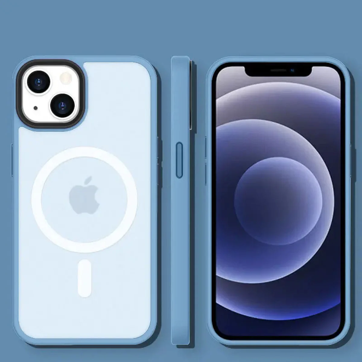 TPU+PC чохол Metal Buttons with MagSafe Colorful для Apple iPhone 14 (6.1") Блакитний