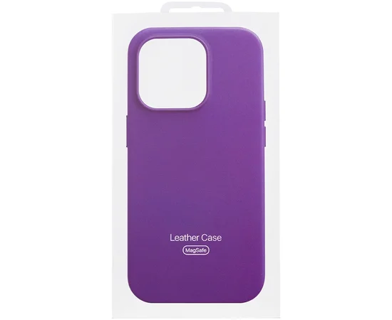 Кожаный чехол Leather Case (AAA) with MagSafe and Animation для Apple iPhone 14 (6.1") Deep Violet