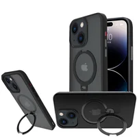 TPU+PC чехол Metal Buttons with MagSafe Colorful HQ Ring для Apple iPhone 14 / 13 (6.1") Black