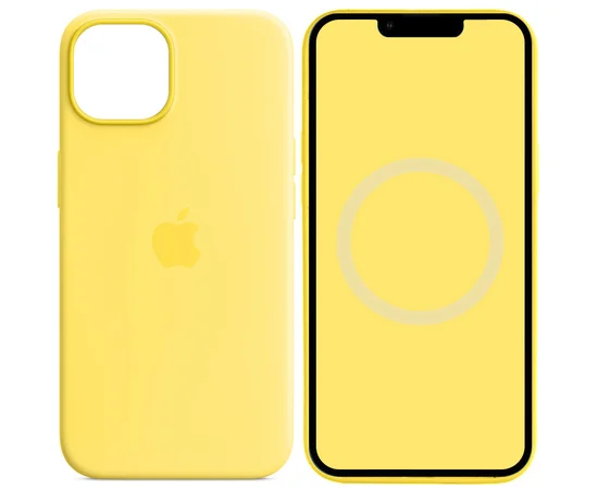 Чохол Silicone case (AAA) full with Magsafe and Animation для Apple iPhone 14 (6.1") Жовтий / Canary Yellow