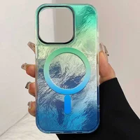 Чохол TPU Shiny Mountain (MagFit) для Apple iPhone 14/13 (6.1") Green / Blue