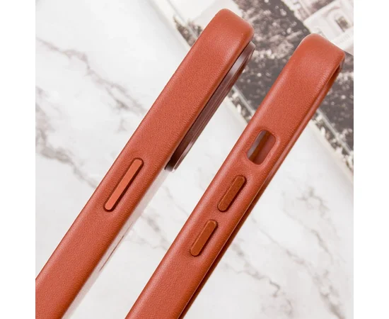 Кожаный чехол Leather Case (AAA) with MagSafe and Animation для Apple iPhone 14 (6.1") Umber