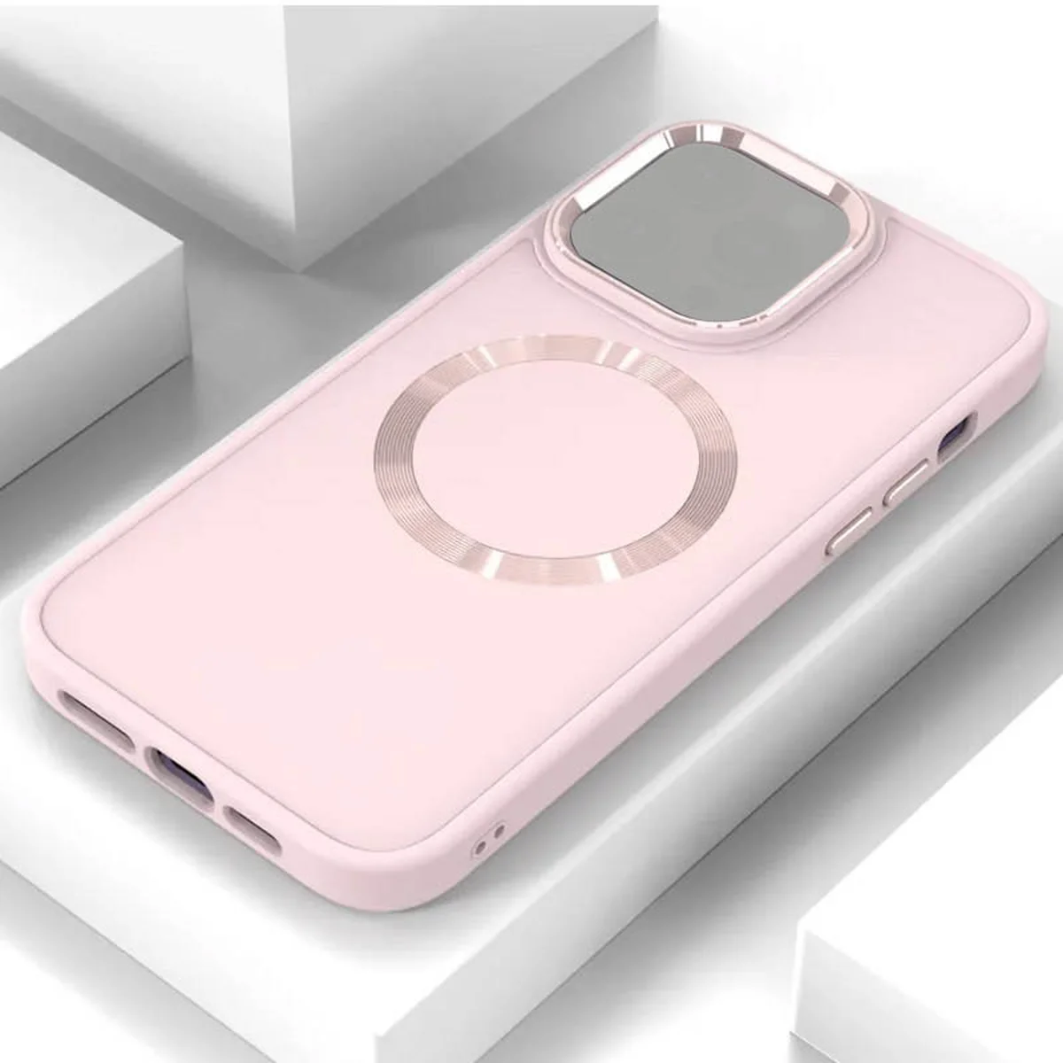 TPU чехол Bonbon Metal Style with MagSafe для Apple iPhone 14 (6.1") Розовый / Light Pink