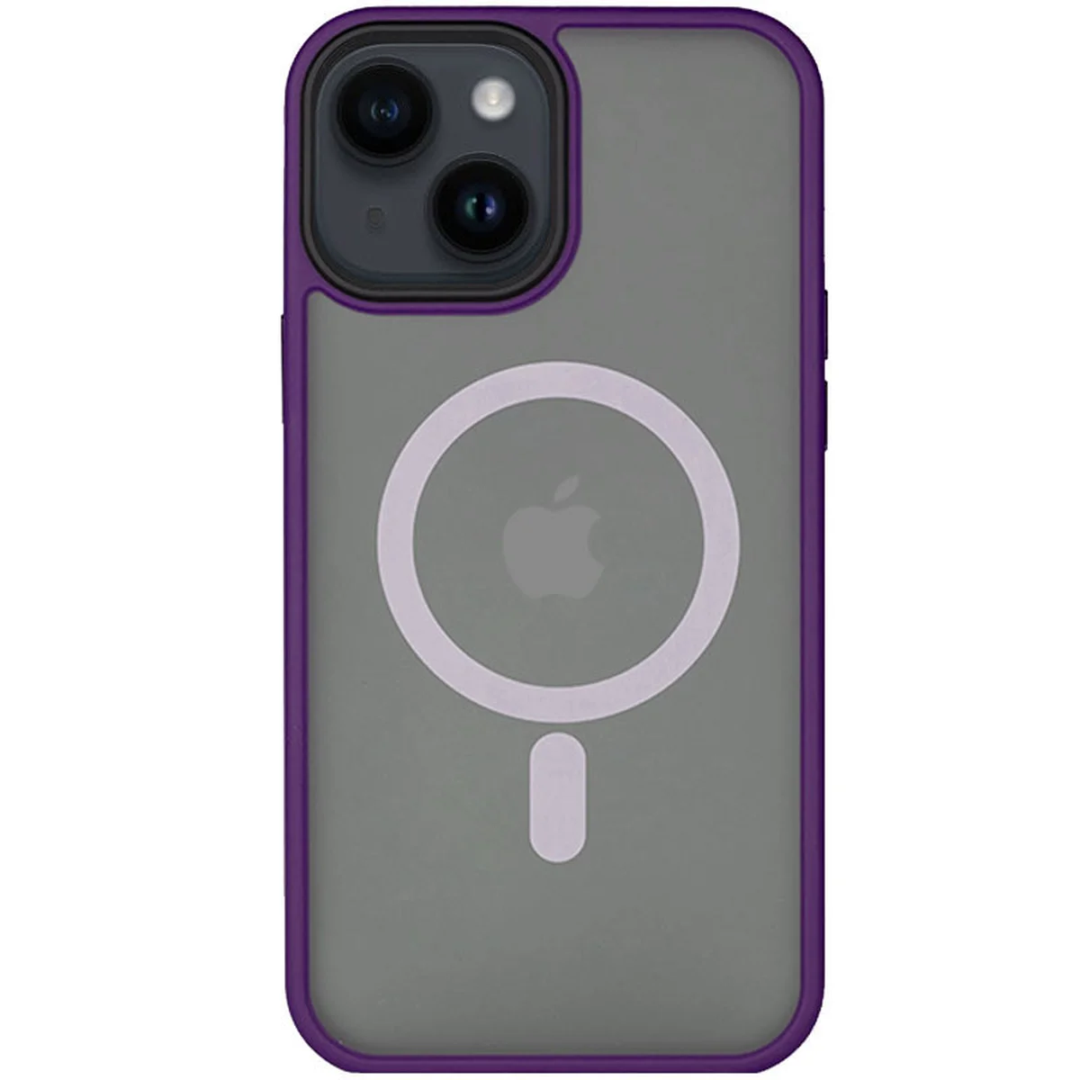 TPU+PC чехол Metal Buttons with MagSafe для Apple iPhone 14 (6.1") Темно-фиолетовый