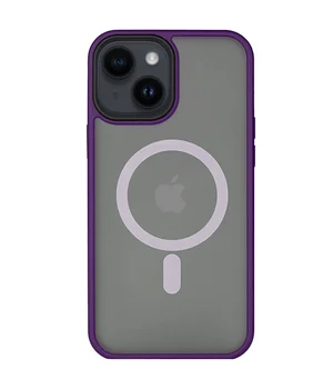 TPU+PC чехол Metal Buttons with MagSafe для Apple iPhone 14 (6.1") Темно-фиолетовый