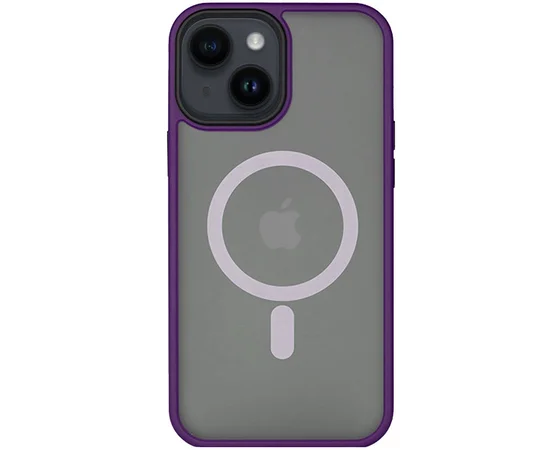 TPU+PC чехол Metal Buttons with MagSafe для Apple iPhone 14 (6.1") Темно-фиолетовый