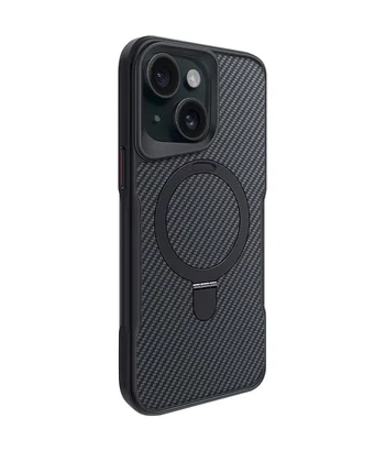 TPU+PC чохол Metal Buttons with MagSafe Carbon Ring для Apple iPhone 14 / 13 (6.1") Чорний