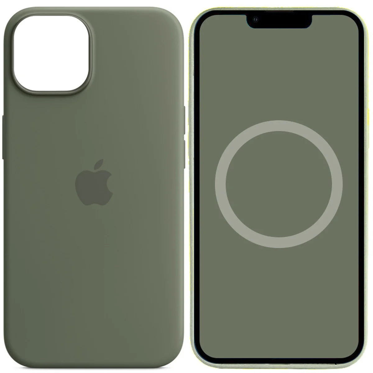 Чехол Silicone case (AAA) full with Magsafe and Animation для Apple iPhone 14 (6.1") Зеленый / Olive