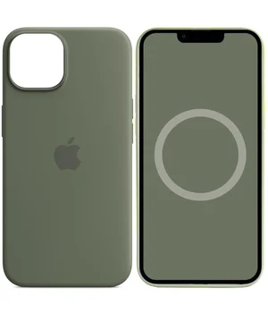 Чохол Silicone case (AAA) full with Magsafe and Animation для Apple iPhone 14 (6.1") Зелений / Olive