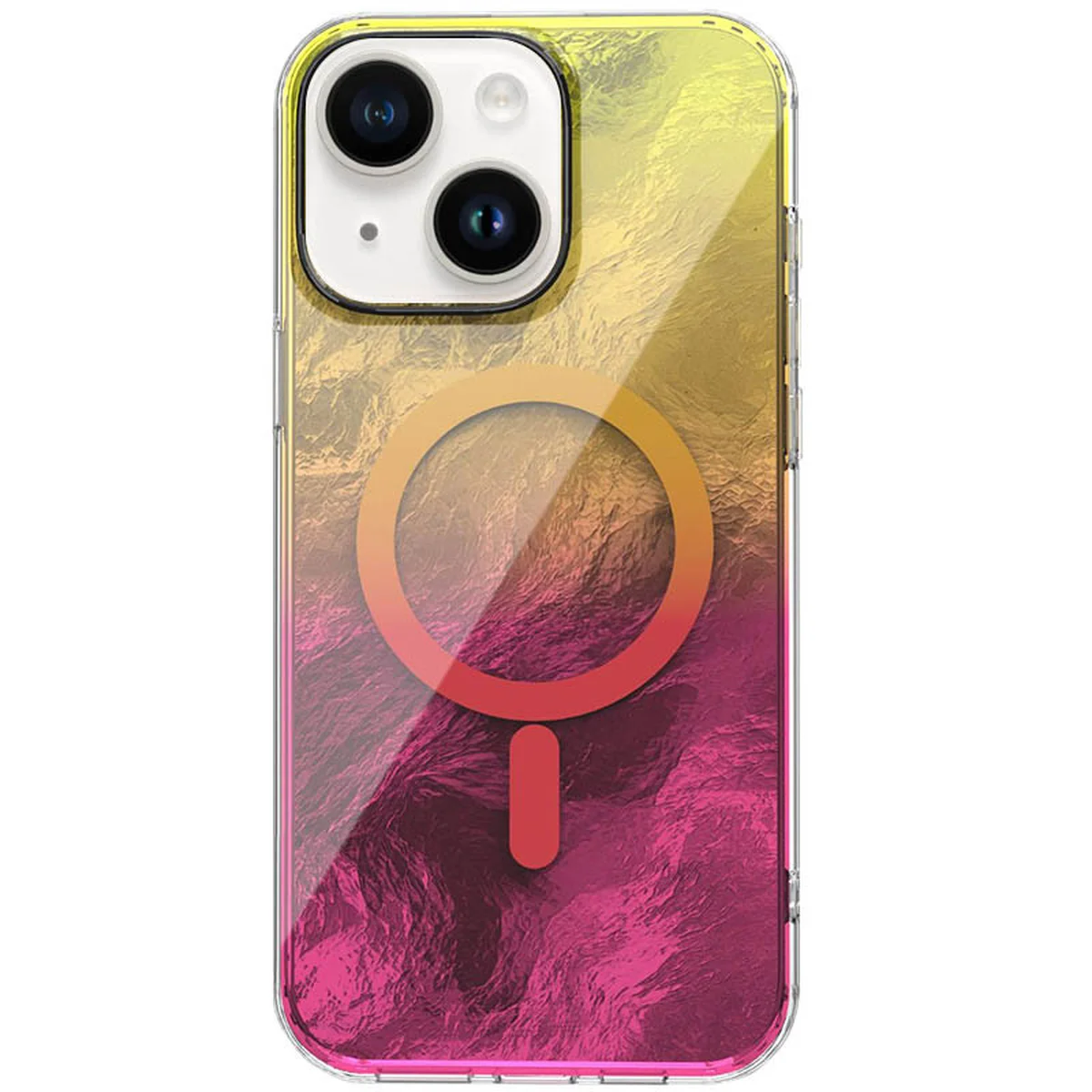 Чохол TPU Shiny Mountain (MagFit) для Apple iPhone 14/13 (6.1") Yellow / Pink