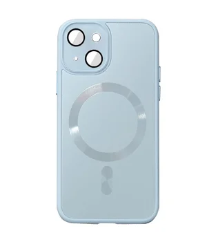 Чехол TPU+Glass Sapphire Midnight with MagSafe для Apple iPhone 14 (6.1") Голубой / Blue