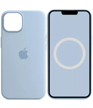 Чехол Silicone case (AAA) full with Magsafe and Animation для Apple iPhone 14 (6.1") Голубой / Sky