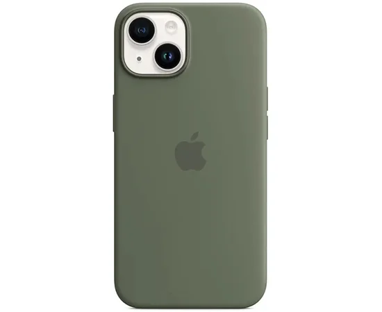 Чехол Silicone case (AAA) full with Magsafe для Apple iPhone 14 (6.1") Зеленый / Olive