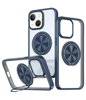 TPU+PC чехол Metal Ring with MagSafe для Apple iPhone 14 / 13 (6.1") Синий