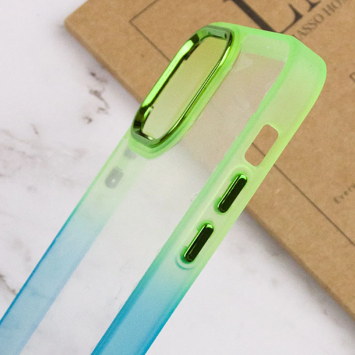 Чехол TPU+PC Fresh sip series для Apple iPhone 14 (6.1") Бирюзовый / Лимонный