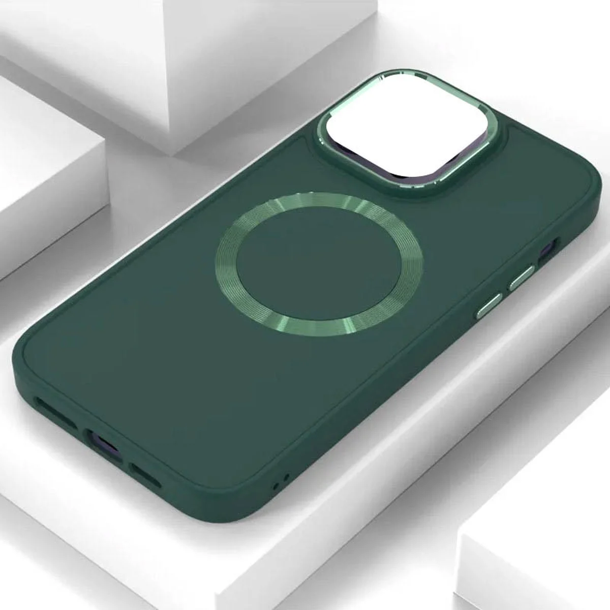 TPU чехол Bonbon Metal Style with MagSafe для Apple iPhone 14 (6.1") Зеленый / Army Green