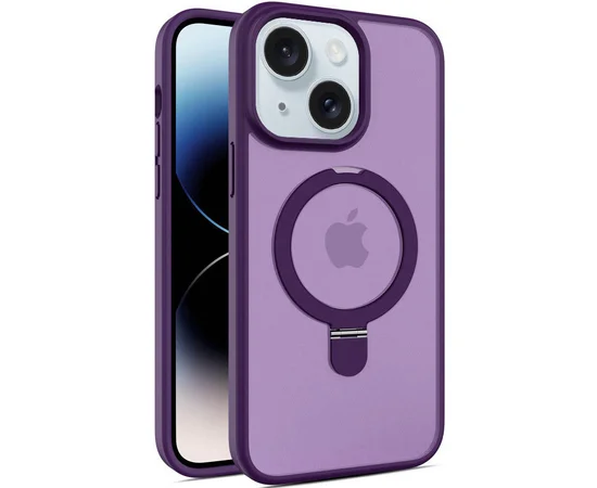 TPU+PC чехол Metal Buttons with MagSafe Colorful HQ Ring для Apple iPhone 14 / 13 (6.1") Purple