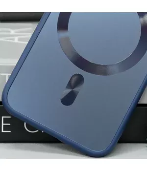 Чехол TPU+Glass Sapphire Midnight with MagSafe для Apple iPhone 14 (6.1") Синий / Deep navy