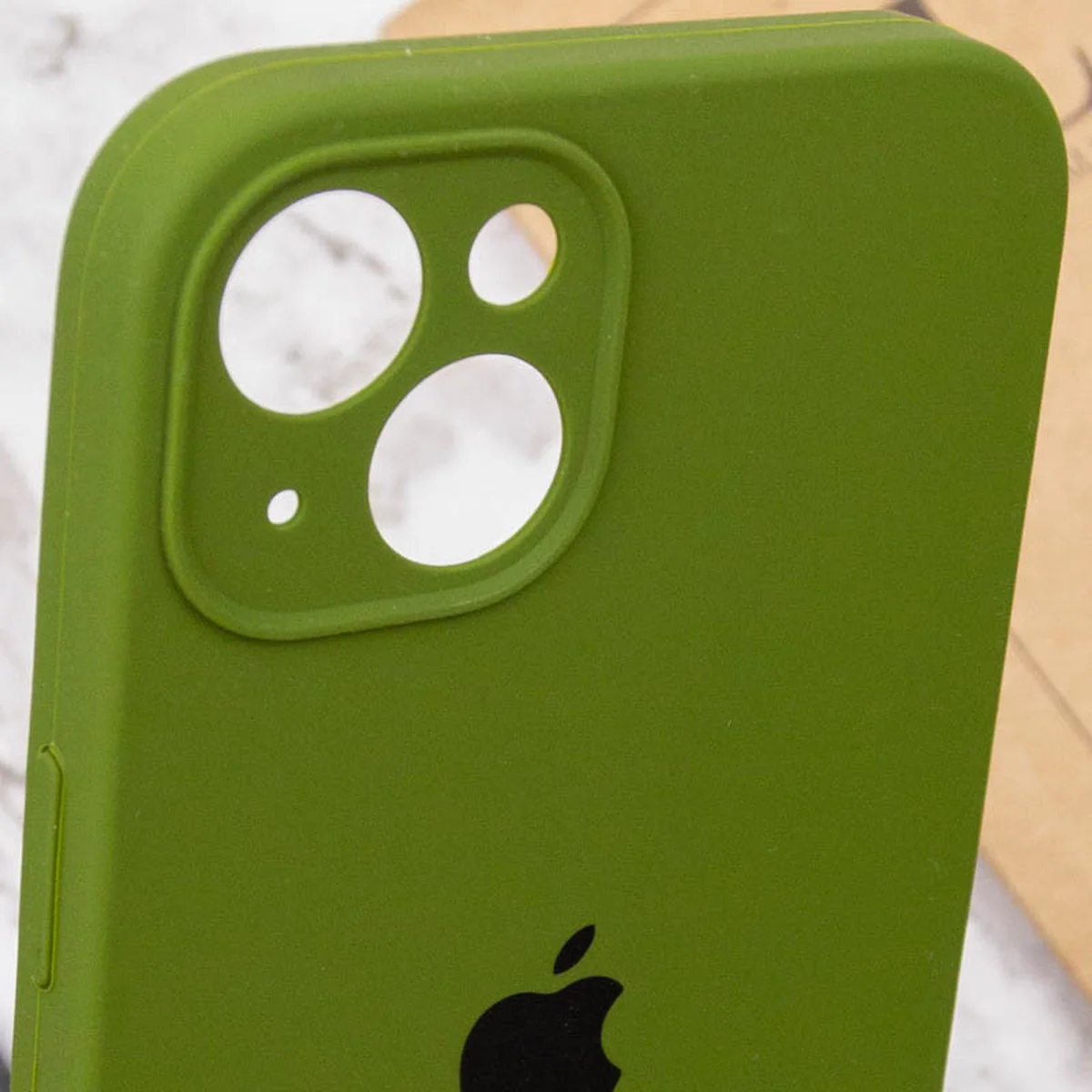 Чехол Silicone Case Full Camera Protective (AA) для Apple iPhone 14 (6.1") Зеленый / Dark Olive / PVH