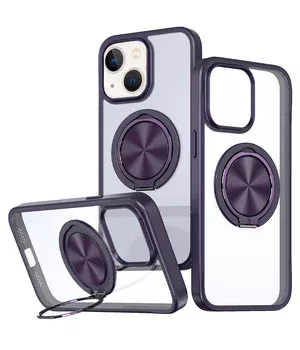 TPU+PC чохол Metal Ring with MagSafe для Apple iPhone 14 / 13 (6.1") Темно-фіолетовий