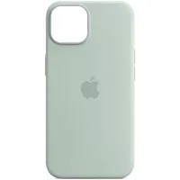 Чехол Silicone case (AAA) full with Magsafe для Apple iPhone 14 (6.1") Бирюзовый / Succulent