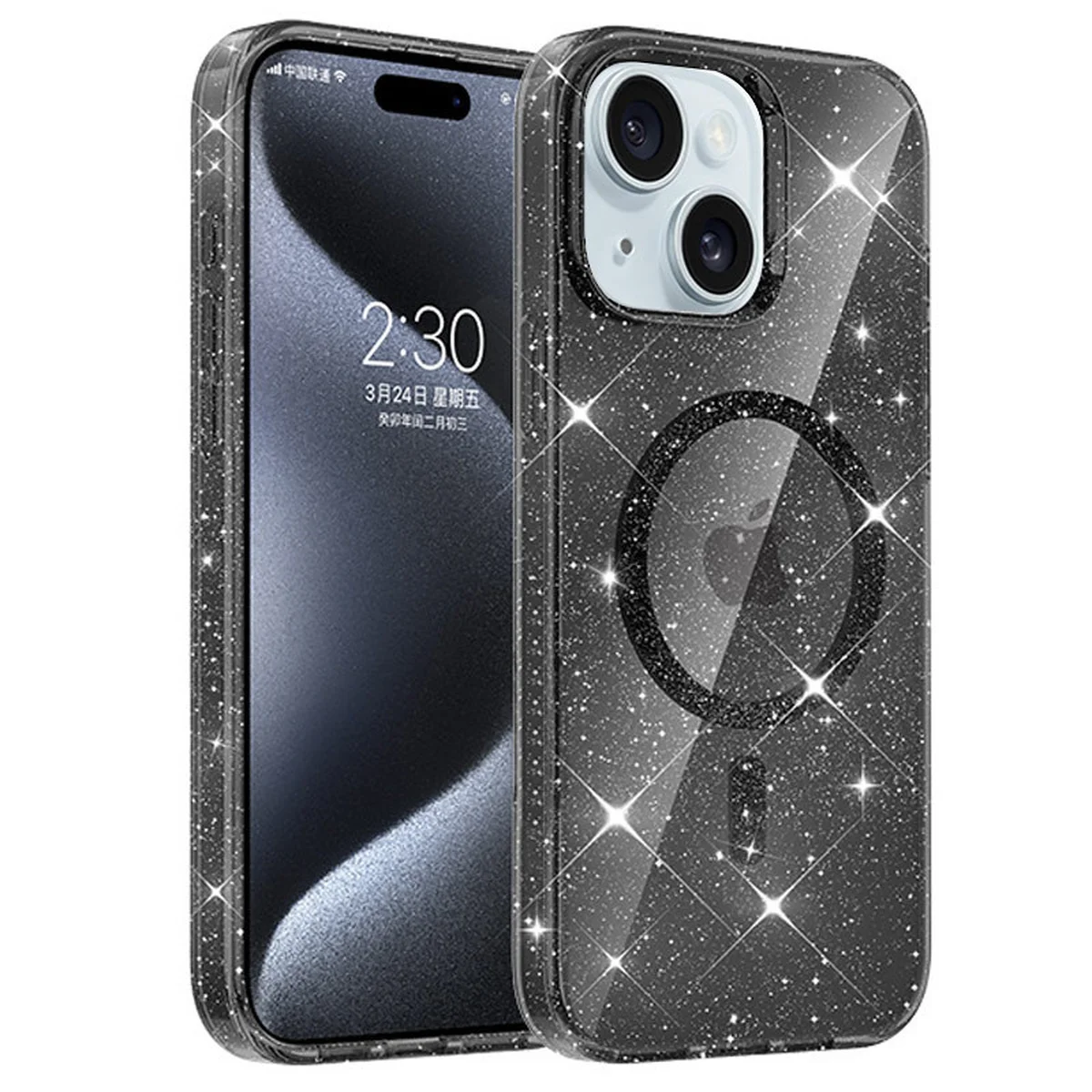 Чехол TPU Eclipse Sparkle (MagFit) для Apple iPhone 14 / 13 (6.1") Black