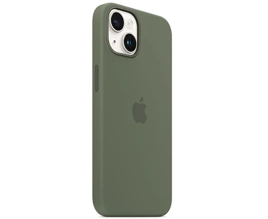 Чехол Silicone case (AAA) full with Magsafe для Apple iPhone 14 (6.1") Зеленый / Olive