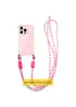 Чехол TPU CrossBody with straps для Apple iPhone 14 (6.1") Pink