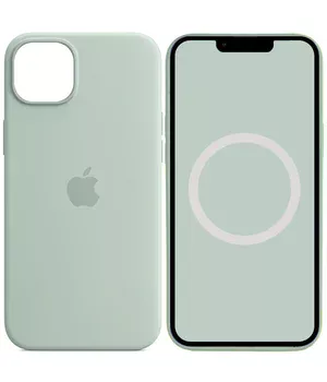 Чехол Silicone case (AAA) full with Magsafe and Animation для Apple iPhone 14 (6.1") Бирюзовый / Succulent