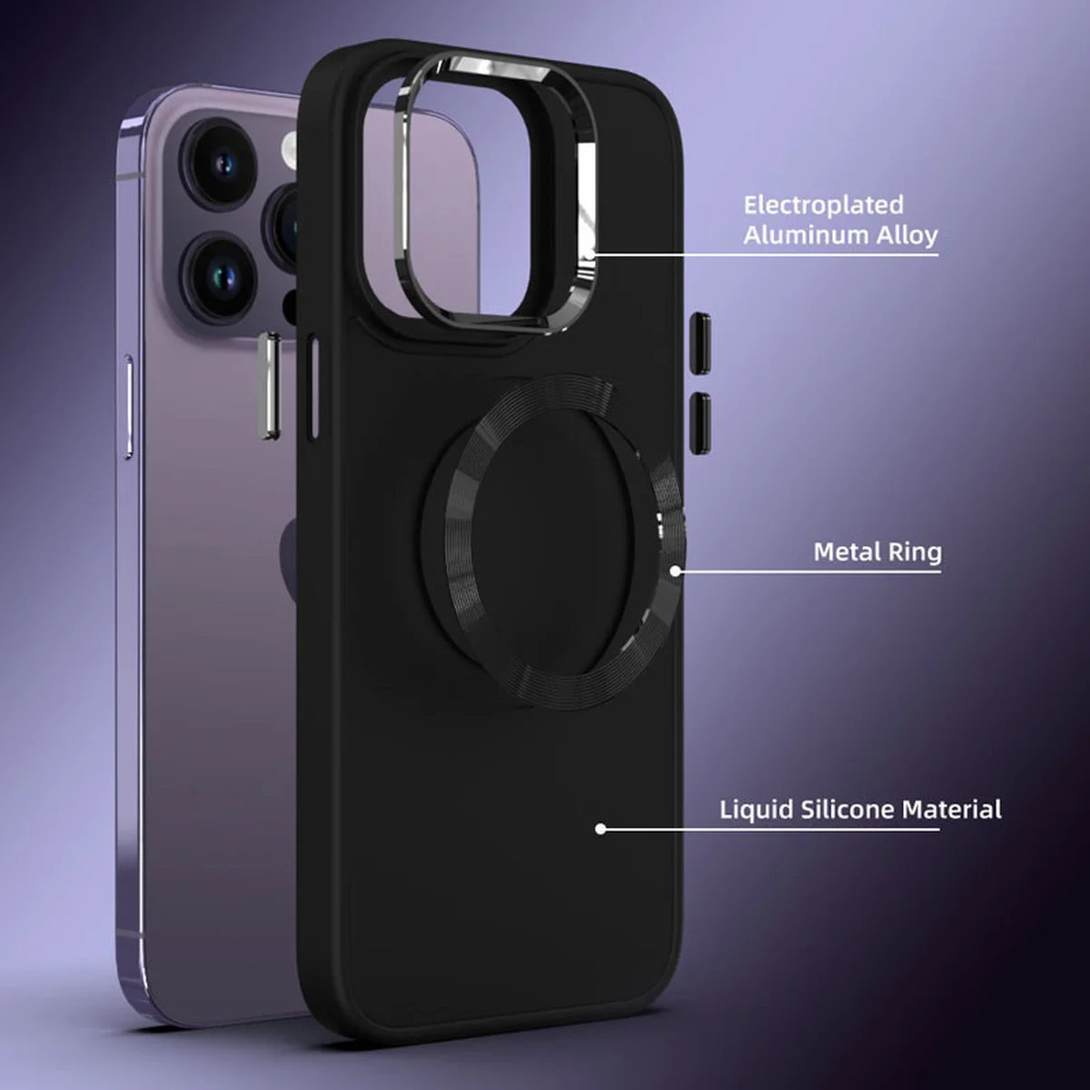 TPU чехол Bonbon Metal Style with MagSafe для Apple iPhone 14 (6.1") Черный / Black