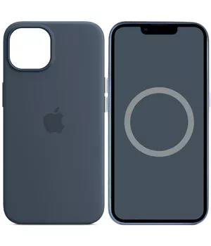 Чохол Silicone case (AAA) full with Magsafe and Animation для Apple iPhone 14 (6.1") Синій / Storm Blue