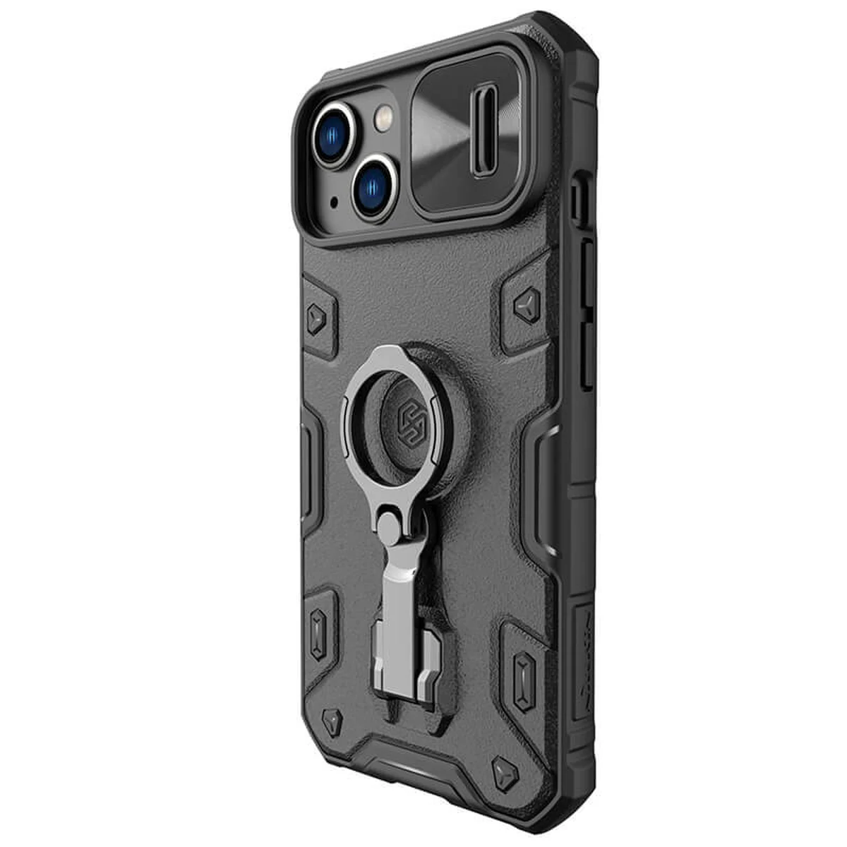 TPU+PC чехол Nillkin CamShield Armor Pro no logo (шторка на камеру) для Apple iPhone 14 (6.1") Черный