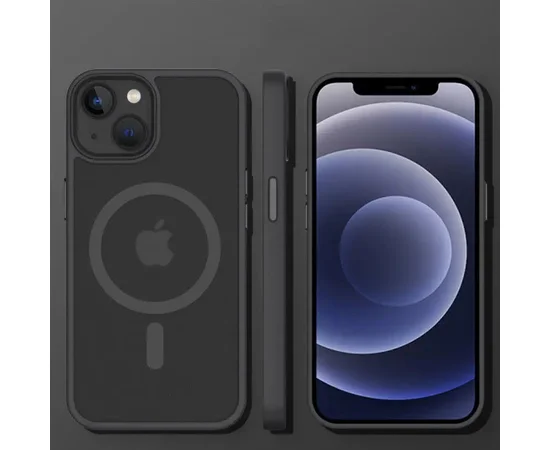 TPU+PC чехол Metal Buttons with MagSafe Colorful для Apple iPhone 14 (6.1") Черный