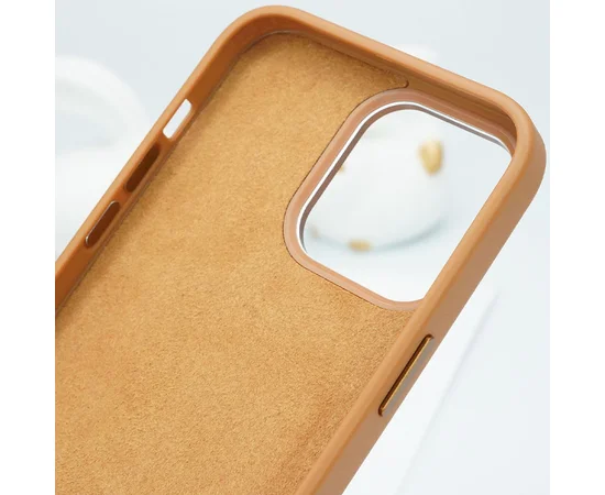 Кожаный чехол Bonbon Leather Metal Style with MagSafe для Apple iPhone 14 (6.1") Коричневый / Brown