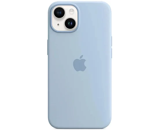 Чохол Silicone case (AAA) full with Magsafe для Apple iPhone 14 (6.1") Синій / Sky