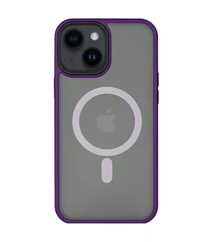 TPU+PC чехол Metal Buttons with MagSafe для Apple iPhone 14 (6.1") Темно-фиолетовый
