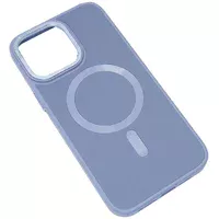 Кожаный чехол Bonbon Leather Metal Style with MagSafe для Apple iPhone 14 (6.1") Голубой / Mist blue