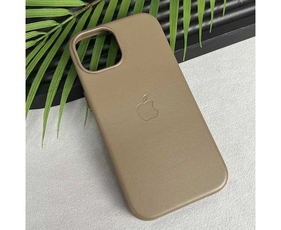 Кожаный чехол Leather Case (AAA) with MagSafe and Animation для Apple iPhone 15 Plus (6.7") Light Brown